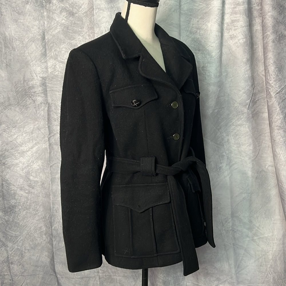 Jonathan Michael Vintage Black Wool/Nylon Belted Trench - Small - Picture 2 of 11